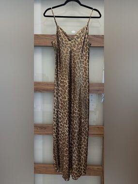 NWOT All Saints SHIMMERING Leopard Print Midi Dress Side Slits
